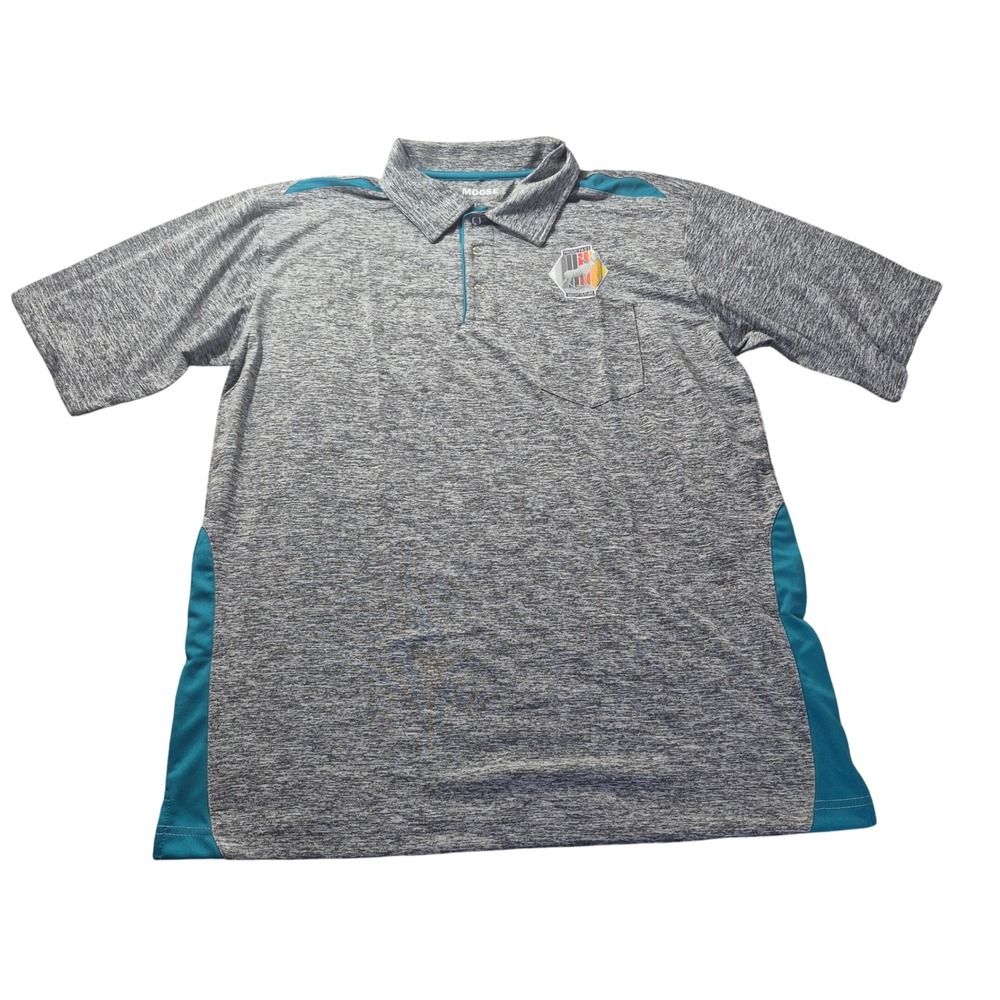 Moose Space Dye Performance Polo Shirt Mens XL‎ Gray Teal Graphic Active Golf